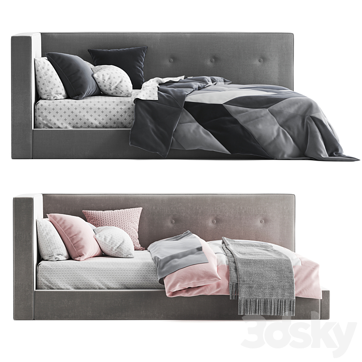 Pottery Barn Cushy Lounge Platform Corner Bed 3DS Max - thumbnail 2