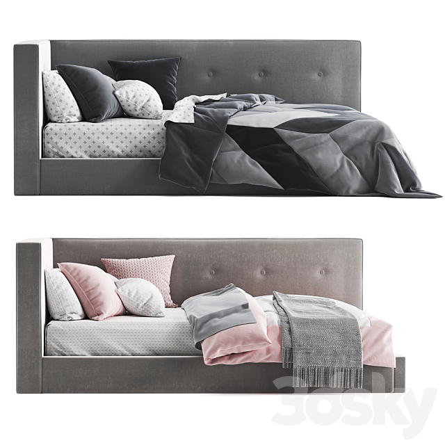 Pottery Barn Cushy Lounge Platform Corner Bed 3DSMax File - thumbnail 2