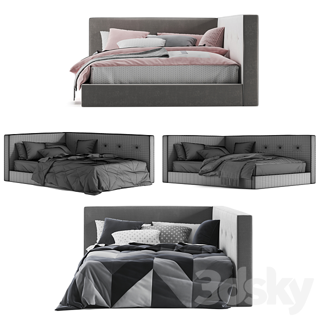 Pottery Barn Cushy Lounge Platform Corner Bed 3DSMax File - thumbnail 3