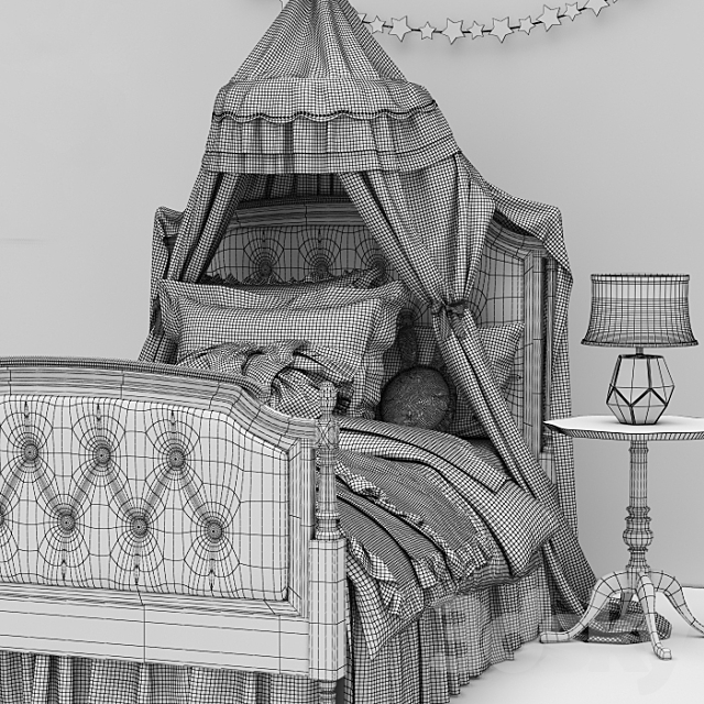 Pottery Barn Kids Blythe Tufted Bed 3DSMax File - thumbnail 3