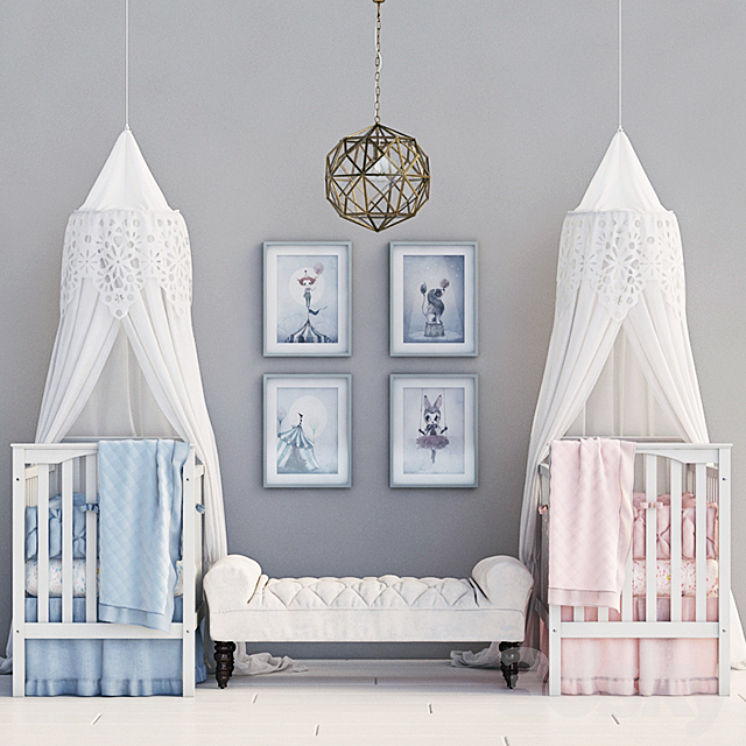 Pottery barn kids Kendall convertible crib 3DS Max - thumbnail 1