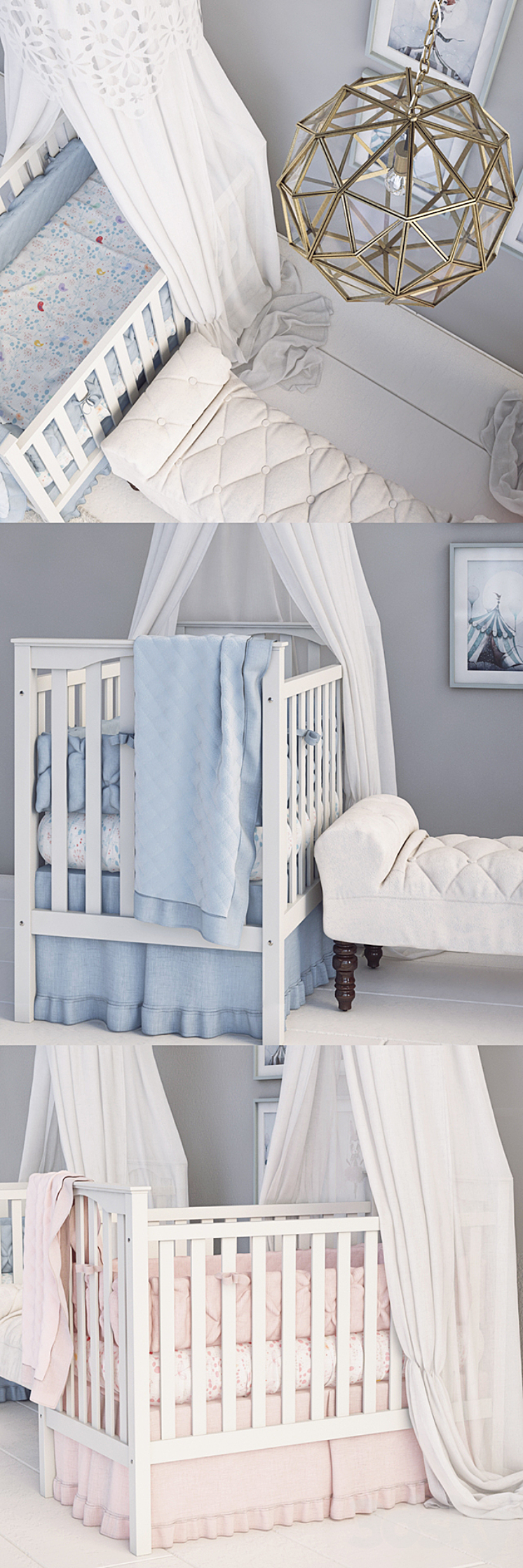 Pottery barn kids Kendall convertible crib 3DS Max - thumbnail 2