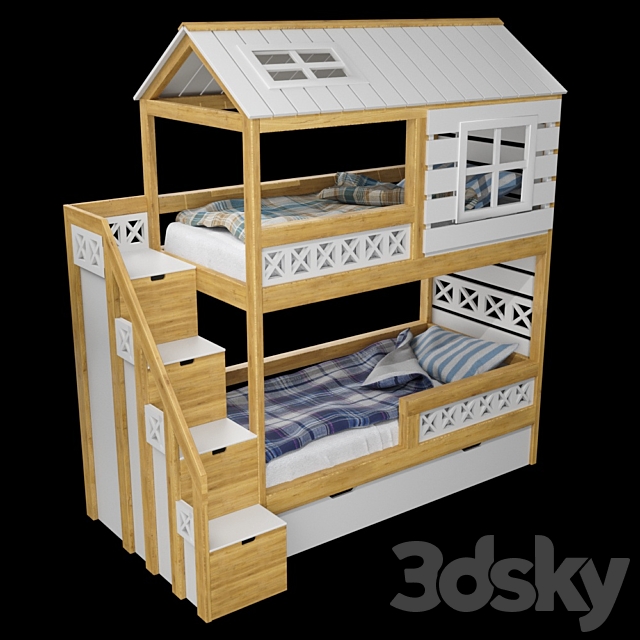 Provence Twin Bunk Bed 3ds Max - thumbnail 1