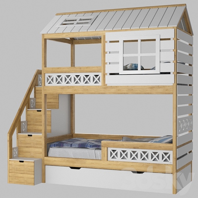 Provence Twin Bunk Bed 3ds Max - thumbnail 2