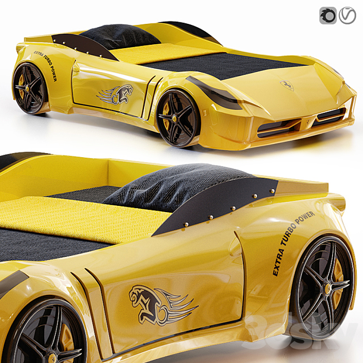 Racing Ferrari Car Bed Model for kids 3DS Max - thumbnail 1