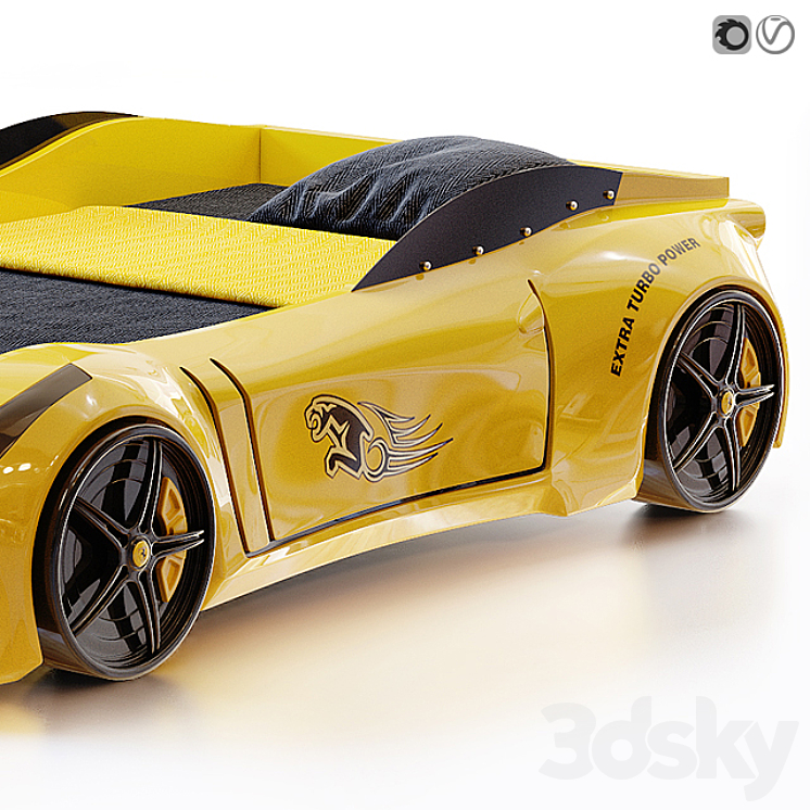 Racing Ferrari Car Bed Model for kids 3DS Max - thumbnail 2