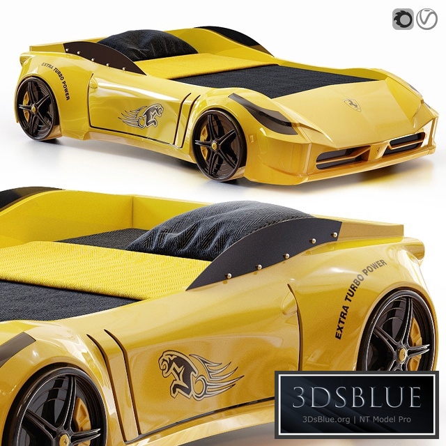 Racing Ferrari Car Bed Model for kids 3DS Max - thumbnail 3