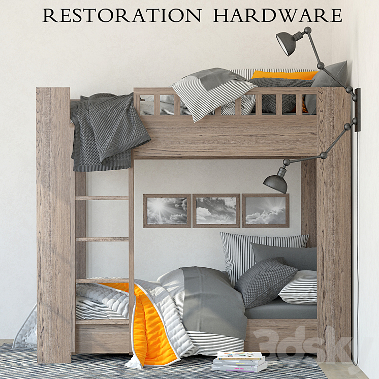 Restoration Hardware Callum bunk bed 3DS Max - thumbnail 1