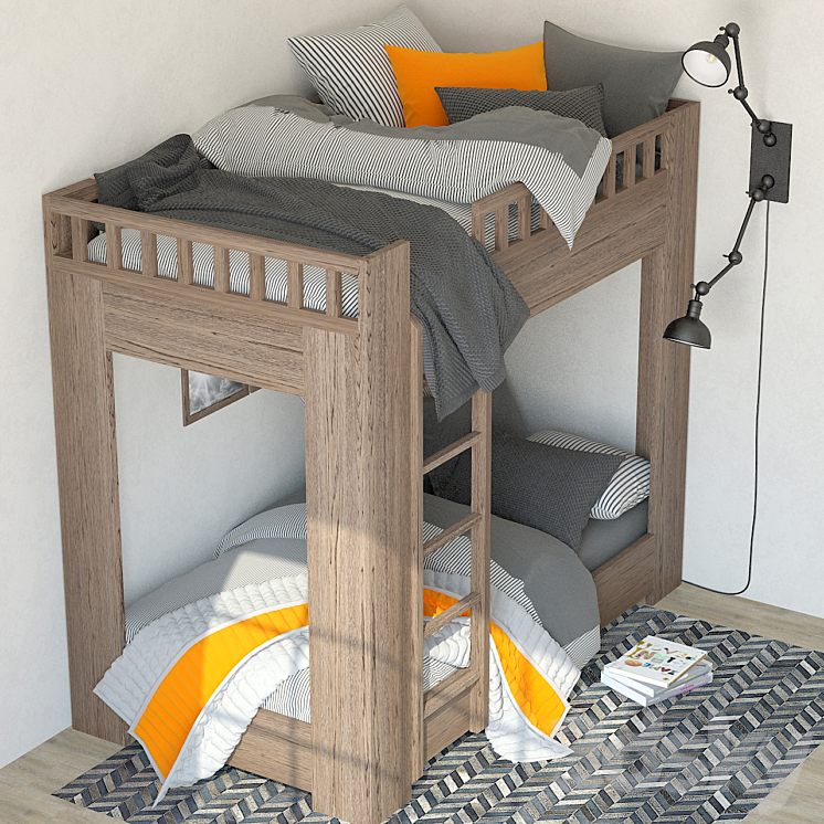 Restoration Hardware Callum bunk bed 3DS Max - thumbnail 2