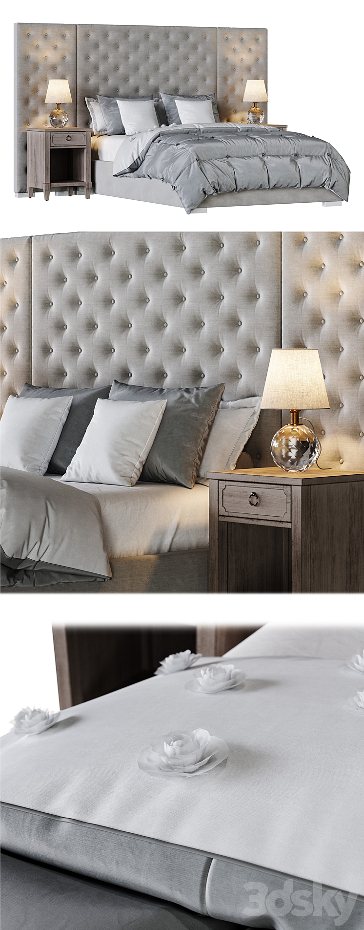 Restoration Hardware \/ Edie Tufted Bed Collection 3DS Max - thumbnail 2