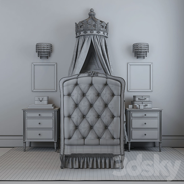 RH _ BED COLETTE TUFTED CRIB 3DS Max Model - thumbnail 3