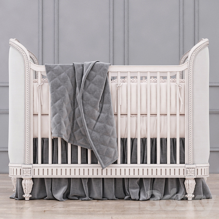 RH Belle Upholstered Crib (Antique Grey Mist) 3DS Max - thumbnail 1