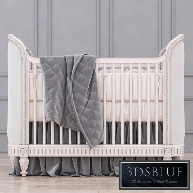 RH Belle Upholstered Crib (Antique Grey Mist) 3DS Max - thumbnail 3