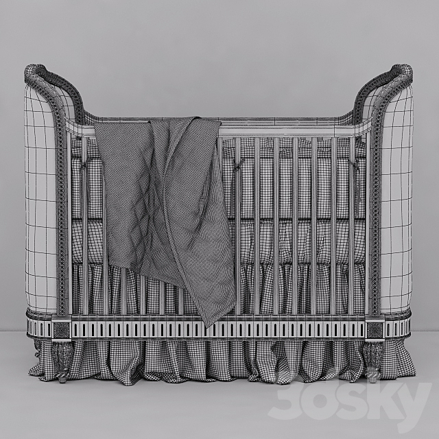 RH Belle Upholstered Crib (Antique Grey Mist) 3DSMax File - thumbnail 3