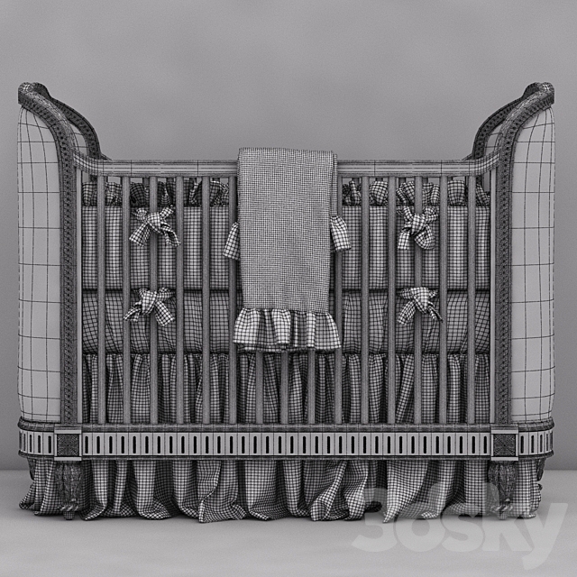 RH Belle Upholstered Crib (distressed linen) 3DSMax File - thumbnail 3