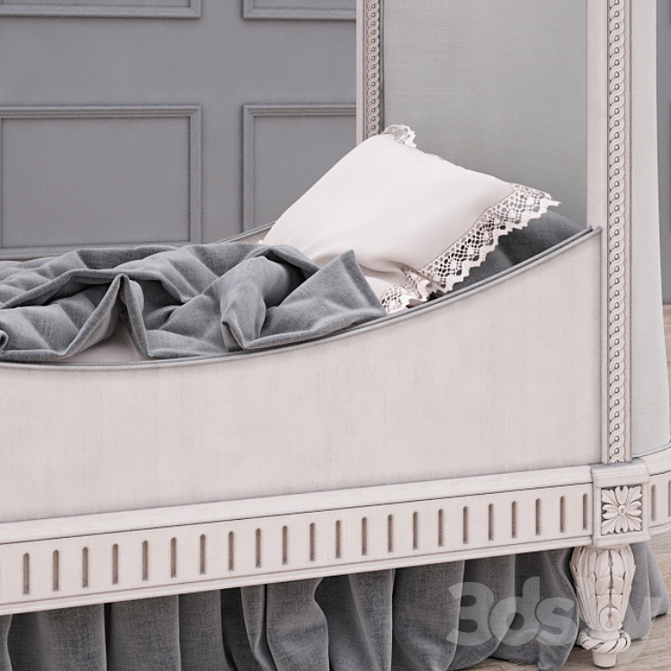 RH Belle Upholstered Toddler Bed (Antique Grey Mist) 3DS Max - thumbnail 2