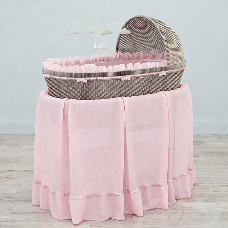 RH Heirloom wicker bassinet & mattres 3DS Max - thumbnail 1