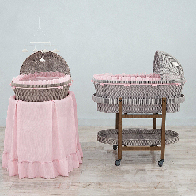 RH Heirloom wicker bassinet & mattres 3DSMax File - thumbnail 2