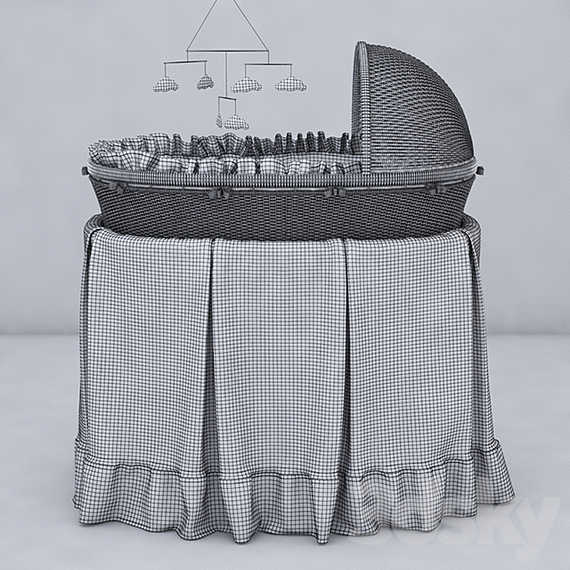 RH Heirloom wicker bassinet & mattres 3DSMax File - thumbnail 3