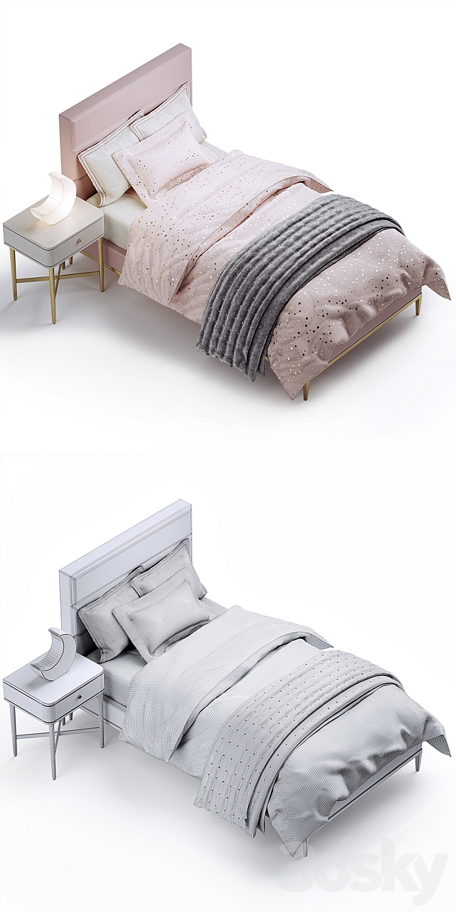 RH Pfeiffer velvet bed 3DSMax File - thumbnail 3