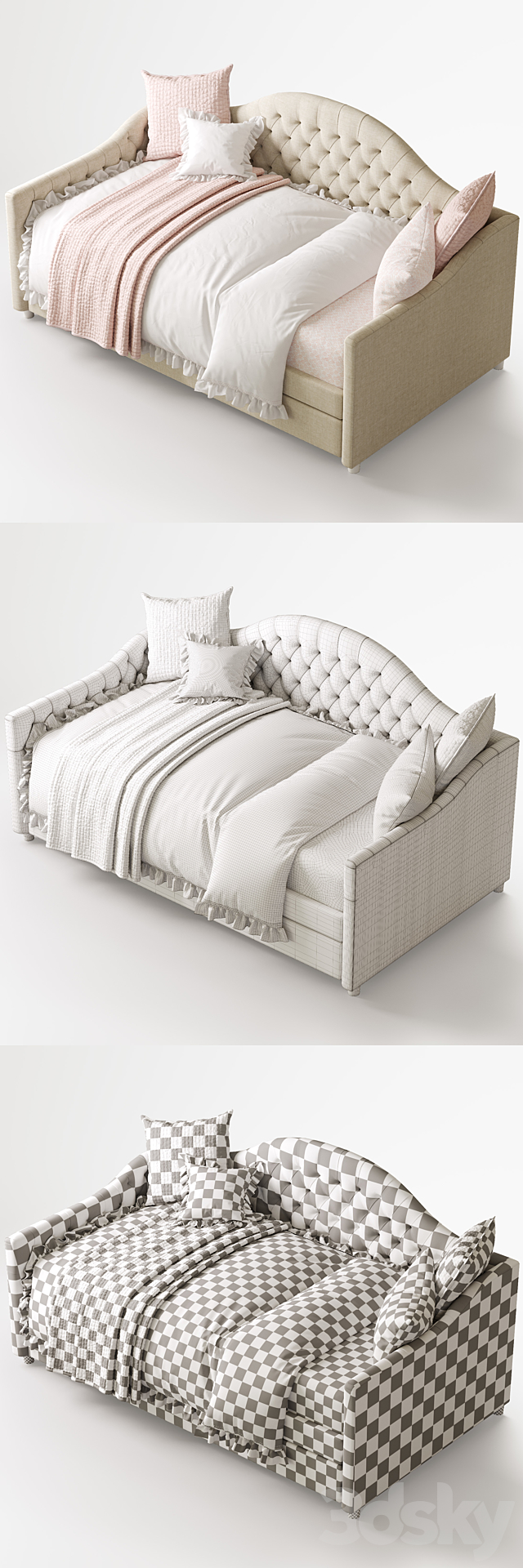 RH REESE TUFTED DAYBED WITH TRUNDLE 3DSMax File - thumbnail 2