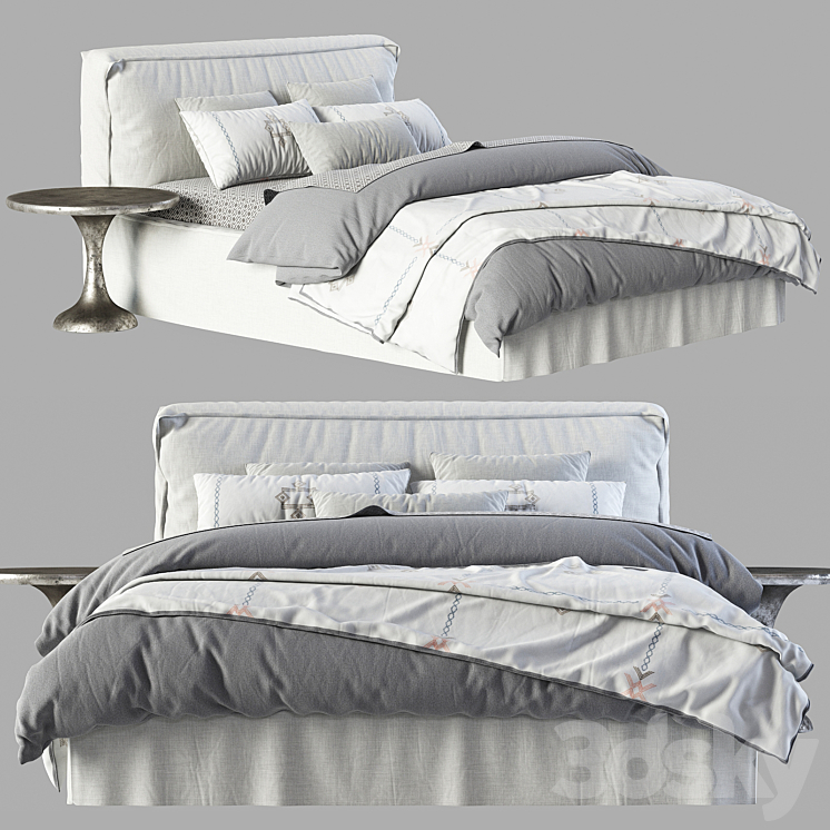 RH Teen Brook Slipcovered Platform Bed 3DS Max - thumbnail 1