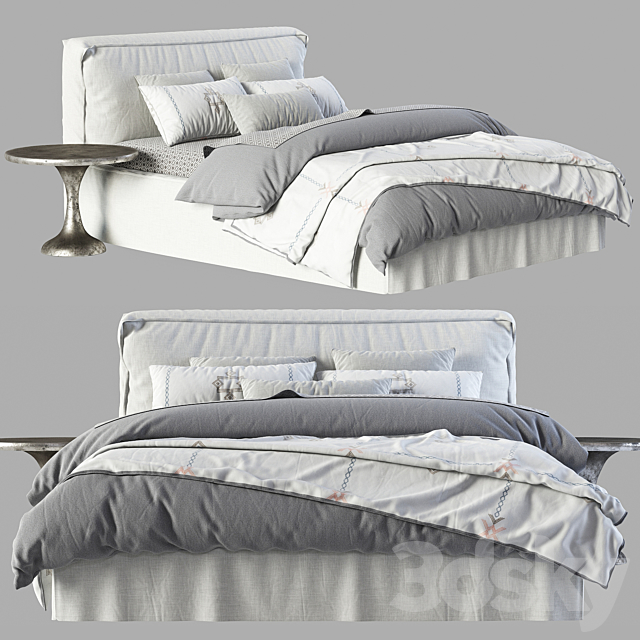 RH Teen Brook Slipcovered Platform Bed 3DSMax File - thumbnail 1