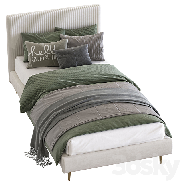 Roar _ Rabbit Pleated Upholstered Bed 213 3DSMax File - thumbnail 3