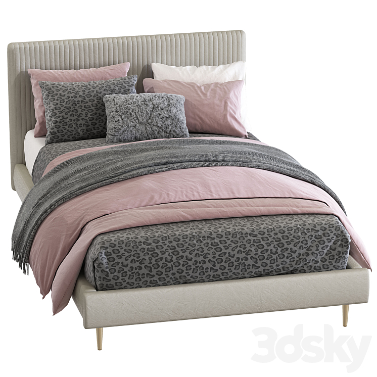 Roar \/ Rabbit Pleated Upholstered Bed 218 3DS Max - thumbnail 2