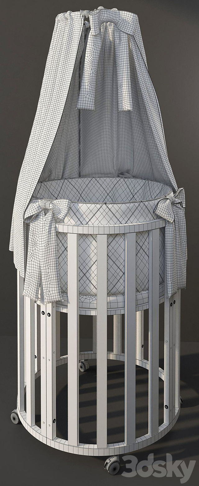 Round bed _ transformer cradle “Letto Bambini Elegante” 3DS Max Model - thumbnail 3