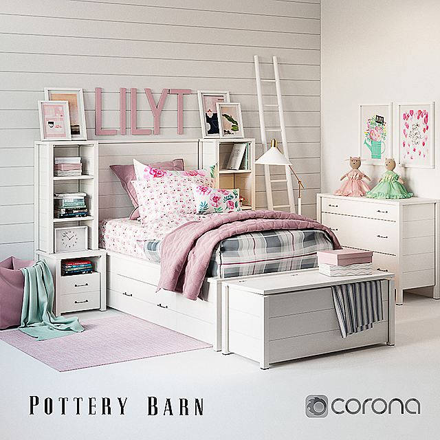 Set for baby Girl Plaid bedroom 3DSMax File - thumbnail 1