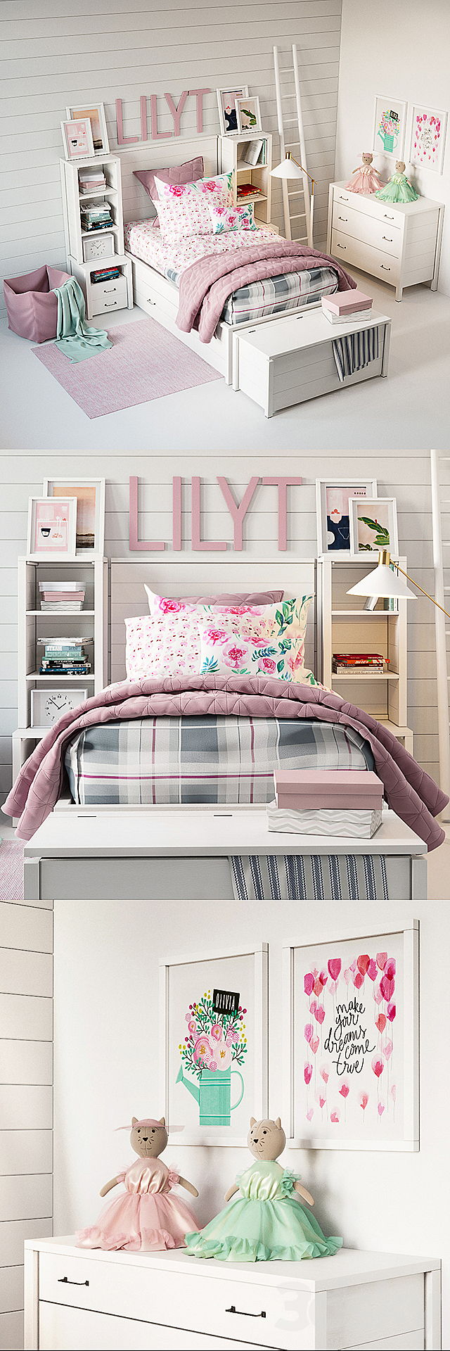 Set for baby Girl Plaid bedroom 3DSMax File - thumbnail 2