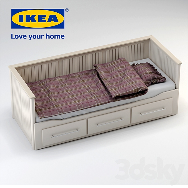 Single Bed IKEA HEMNES 3DSMax File - thumbnail 1