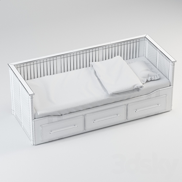 Single Bed IKEA HEMNES 3DSMax File - thumbnail 2