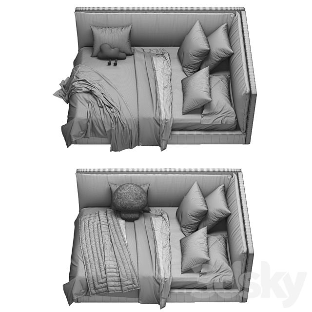 Skye Upholstered Lounge Bed 3DS Max Model - thumbnail 4