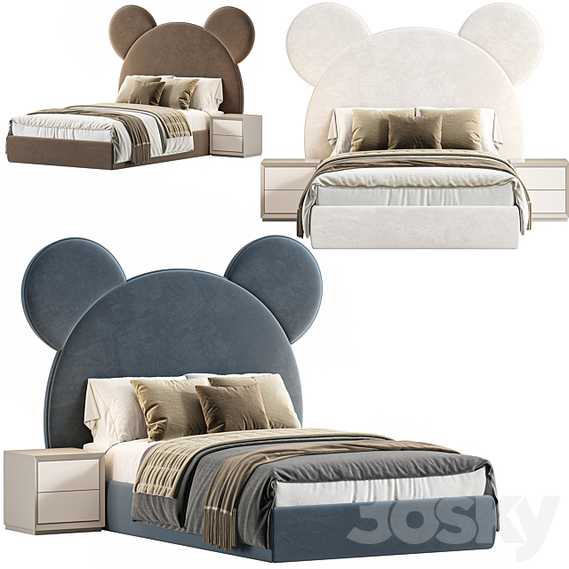 Teddy Children’s bed 3DS Max Model - thumbnail 2