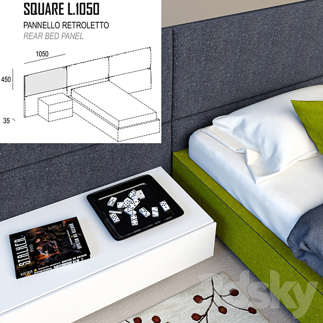 Teenager bed Dallagnese Square and Sommier 3DSMax File - thumbnail 3