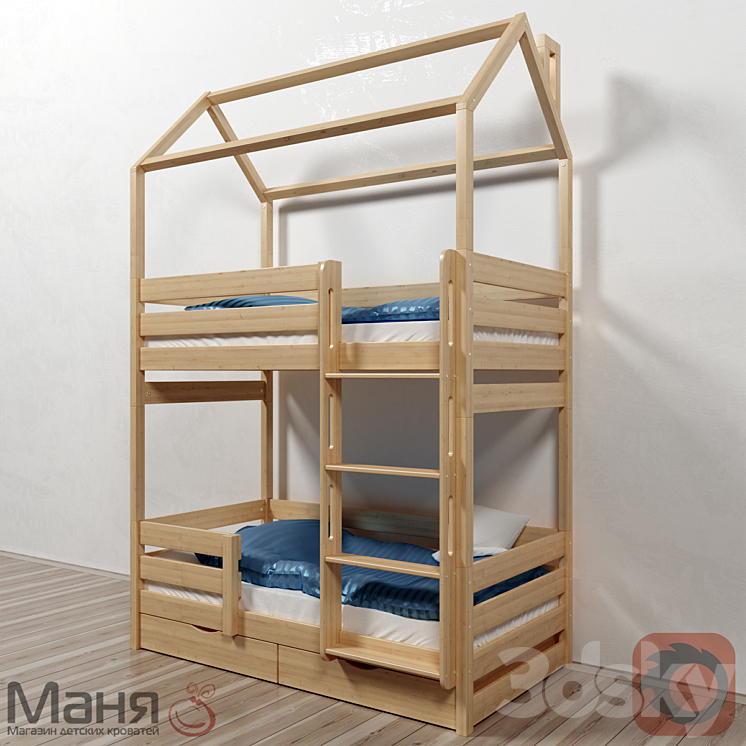 The cot is two-tiered 3DS Max - thumbnail 1