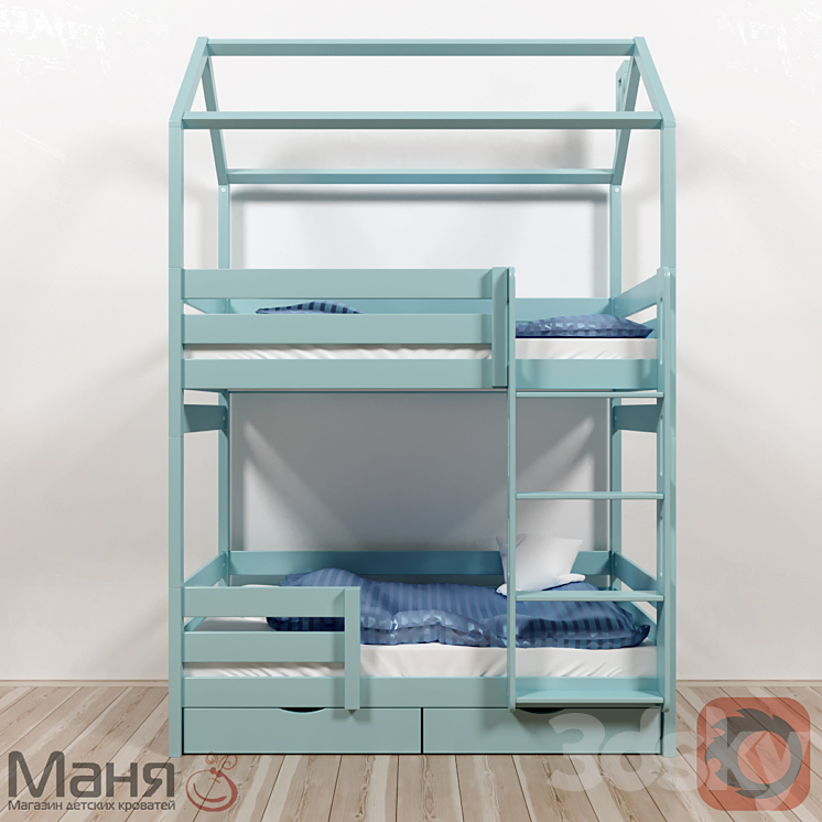 The cot is two-tiered 3DS Max - thumbnail 2