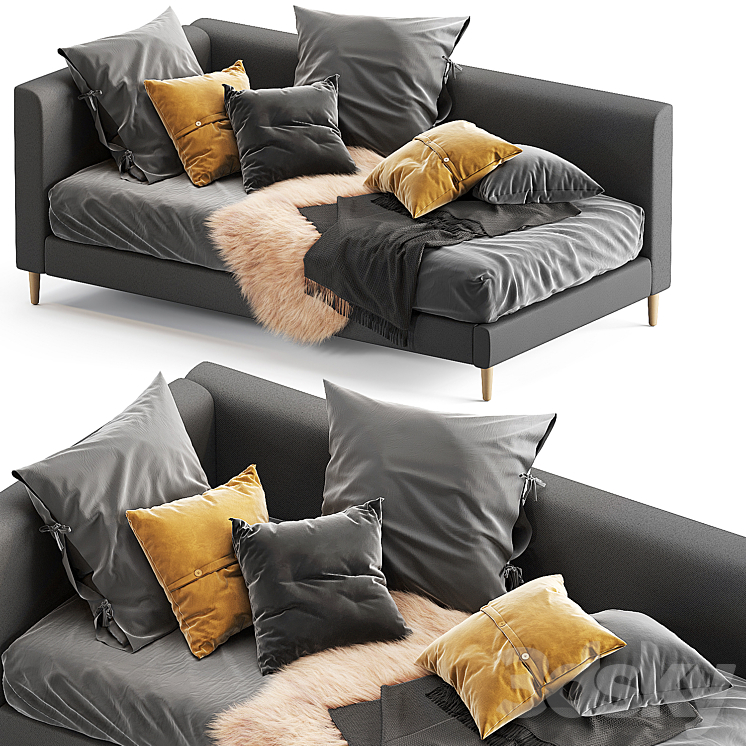 Timo Upholstered Sofa bed 3DS Max - thumbnail 1