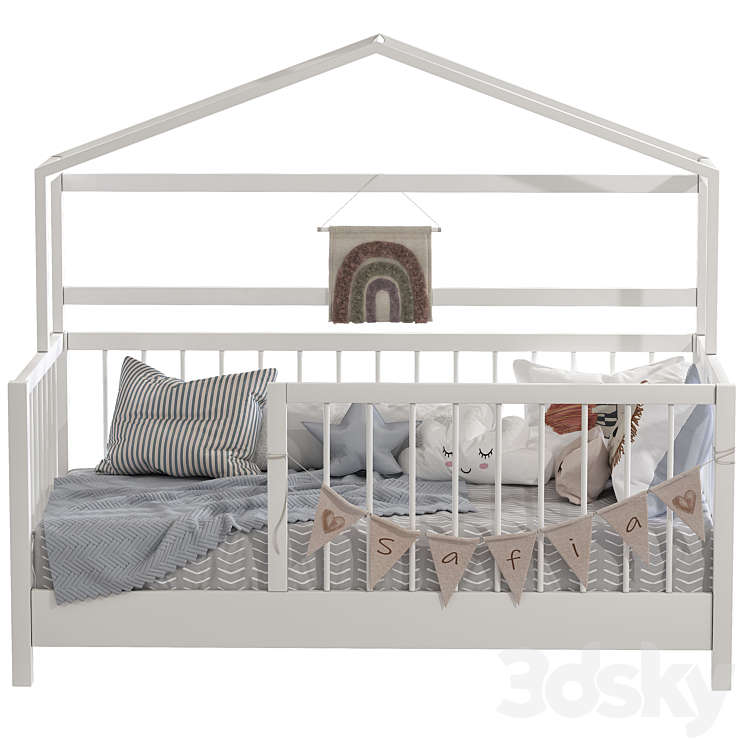 Unique Kids Wooden House Bed 3DS Max - thumbnail 2