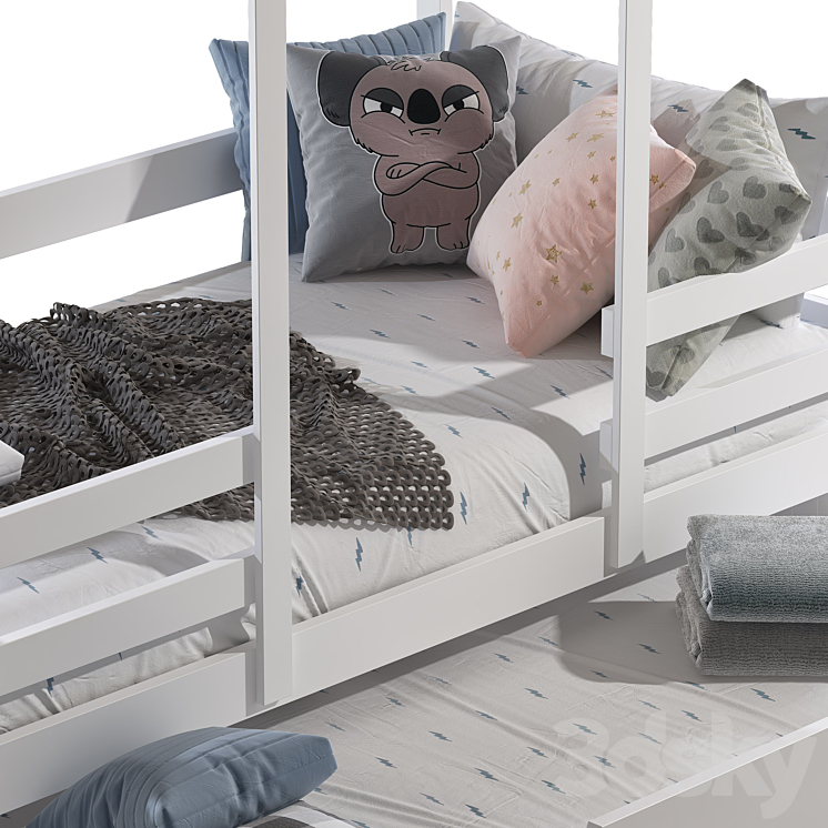 White kids bed 3DS Max - thumbnail 2