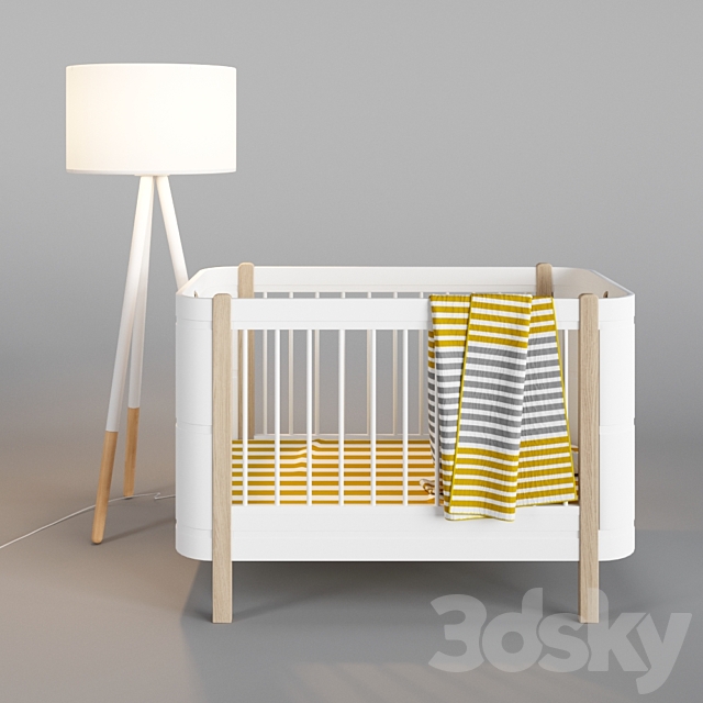 Wood Mini + Basic Bed And Zuiver Highland Floor Lamp 3ds Max - thumbnail 1