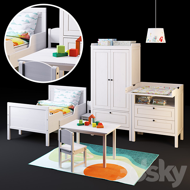 A set of furniture SUNDVIK from IKEA for children 3DSMax File - thumbnail 1