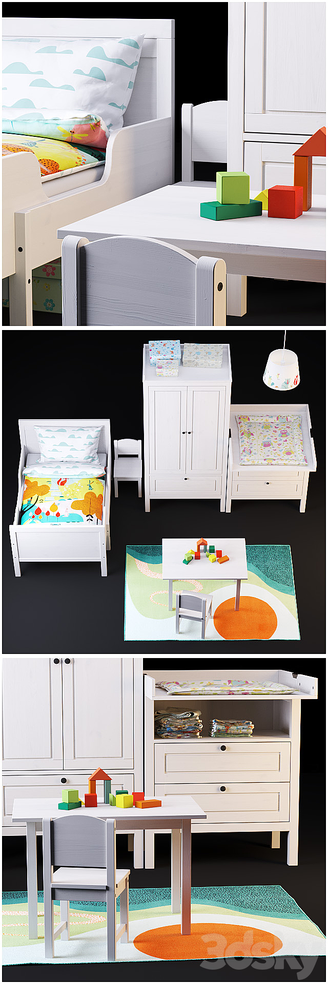 A set of furniture SUNDVIK from IKEA for children 3DSMax File - thumbnail 2