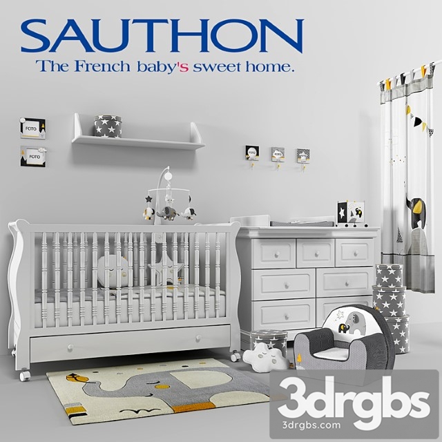 Baby Room Sauthon Babyfan Sauthon Elodie Blanc 3 3dsmax Download - thumbnail 1