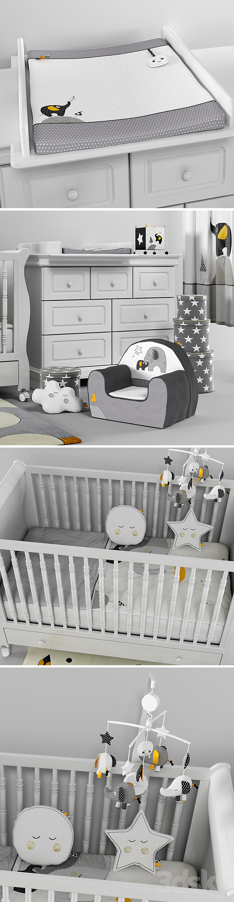 Baby room – SAUTHON Babyfan – SAUTHON Elodie Blanc 3DS Max - thumbnail 2