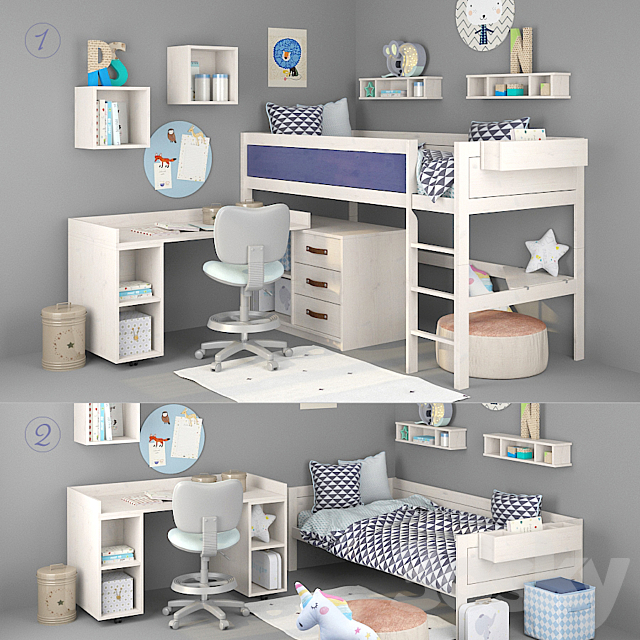 Bed and table for the boy from Lifetime 3DSMax File - thumbnail 1