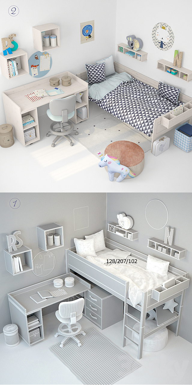 Bed and table for the boy from Lifetime 3DSMax File - thumbnail 3