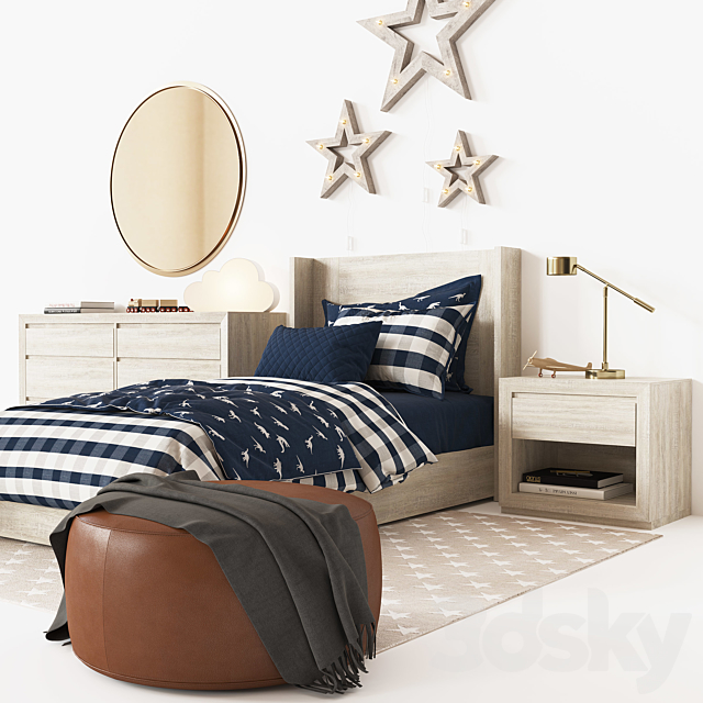 CALLUM PLATFORM BED WITH HEADBOARD 3DSMax File - thumbnail 2